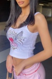 Sexy Casual Print Basic U Neck Tops