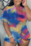 Casual Print Basic O Neck Short Sleeve Two Pieces