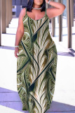 Sexy Casual Print Backless Spaghetti Strap Long Dresses