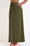 Casual Solid Basic Regular High Waist Conventional Solid Color Skirt