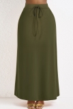 Casual Solid Basic Regular High Waist Conventional Solid Color Skirt