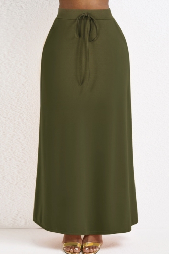 Casual Solid Basic Regular High Waist Conventional Solid Color Skirt