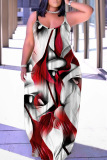 Sexy Casual Print Backless Spaghetti Strap Long Dresses