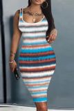 Casual Print Basic U Neck Vest Dresses
