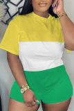 Casual Print Basic O Neck Short Sleeve Two Pieces