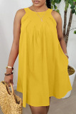 Casual Solid Pocket O Neck Sleeveless Dresses