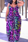 Sexy Casual Print Backless Spaghetti Strap Long Dresses