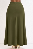 Casual Solid Basic Regular High Waist Conventional Solid Color Skirt