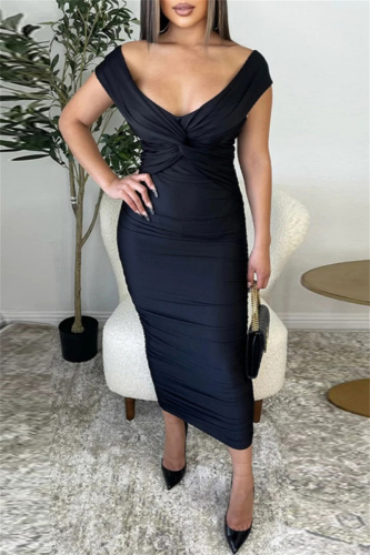Sexy Solid Backless Off the Shoulder Pencil Skirt Dresses