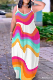 Sexy Casual Print Backless Spaghetti Strap Long Dresses
