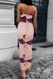 Sexy Print Backless Spaghetti Strap Sleeveless Dresses