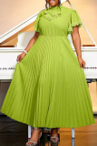 Casual Solid Patchwork Half A Turtleneck Pleated Dresses