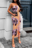 Sexy Print Backless Spaghetti Strap Sleeveless Dresses