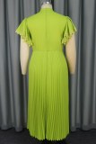Casual Solid Patchwork Half A Turtleneck Pleated Dresses