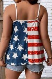 Casual Print Backless Spaghetti Strap Tops