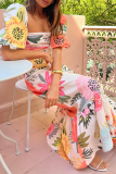 Floral Print Square Neck Slim Fit Casual Long Milkmaid Dress