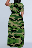 Casual Camouflage Print Animal Patchwork O Neck Printed Dresses