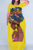 Casual Print Figure Patchwork O Neck Printed Dresses