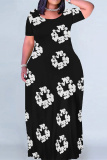 Casual Print Figure Patchwork O Neck Printed Dresses