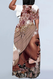 Casual Print Figure Patchwork O Neck Printed Dresses