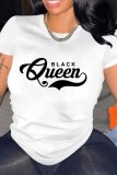 Casual Letter Print Basic O Neck T-Shirts