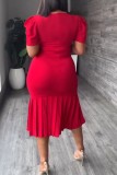 Casual Solid Basic O Neck Short Sleeve Short Sleeve Dress