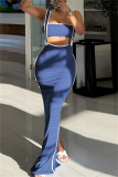 Sexy Patchwork Backless Contrast Spaghetti Strap Sleeveless Two Pieces