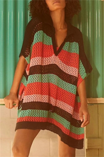 Casual Hollowed Out Bikini Sets Cover Up Knit Dress Beach Vacation Swimwears