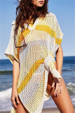 Casual Hollowed Out Bikini Sets Cover Up Knit Dress Beach Vacation Swimwears