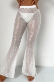 Sexy Casual Solid See-through Skinny High Waist Conventional Solid Color Trousers