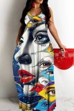 Sexy Casual Print Backless Spaghetti Strap Long Dresses