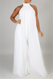 Sexy Casual Solid Backless Turtleneck Loose Jumpsuits