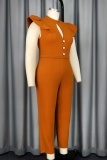 Casual Solid Hollowed Out Patchwork Half A Turtleneck Skinny Jumpsuits