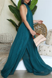 Sexy Casual Solid Backless Turtleneck Loose Jumpsuits