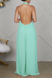 Sexy Casual Solid Backless Turtleneck Loose Jumpsuits