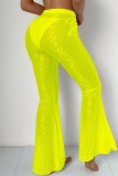 Sexy Casual Solid See-through Skinny High Waist Conventional Solid Color Trousers