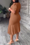 Casual Solid Basic O Neck Short Sleeve Short Sleeve Dress