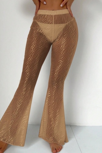 Sexy Casual Solid See-through Skinny High Waist Conventional Solid Color Trousers