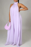 Sexy Casual Solid Backless Turtleneck Loose Jumpsuits