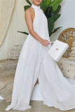 Sexy Casual Solid Backless Turtleneck Loose Jumpsuits