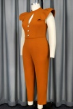 Casual Solid Hollowed Out Patchwork Half A Turtleneck Skinny Jumpsuits