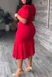 Casual Solid Basic O Neck Short Sleeve Short Sleeve Dress