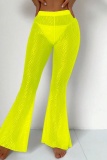 Sexy Casual Solid See-through Skinny High Waist Conventional Solid Color Trousers