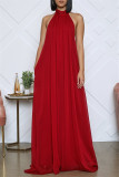 Sexy Casual Solid Backless Turtleneck Loose Jumpsuits