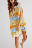 Casual Hollowed Out Bikini Sets Cover Up Knit Dress Beach Vacation Swimwears