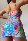Print Draw String Frenulum Backless Swimwears (With Paddings)