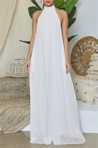 Sexy Casual Solid Backless Turtleneck Loose Jumpsuits