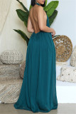 Sexy Casual Solid Backless Turtleneck Loose Jumpsuits