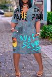 Casual Print Basic V Neck Short Sleeve Short Sleeve Dress