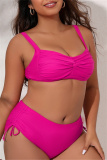 Sexy Solid Backless Spaghetti Strap Plus Size Swimwear